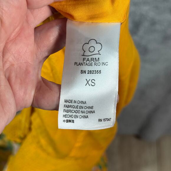 Farm Rio Mini Cashew Short Sleeve Smocked Maxi Dress XS - Picture 9 of 12